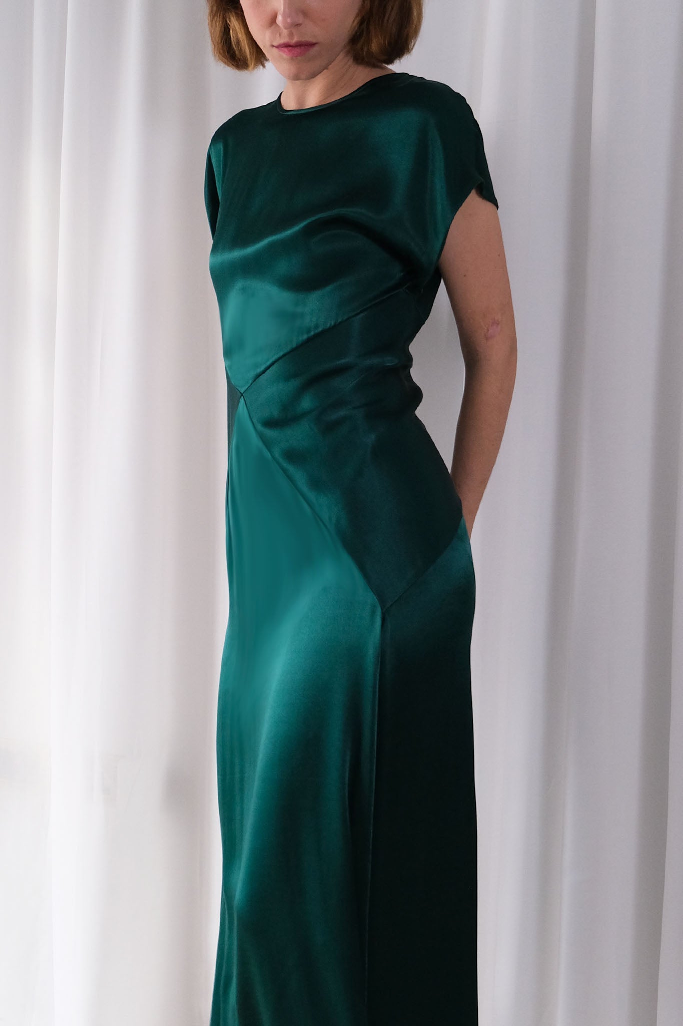 Vision Dress in Forest Green Ecovero Viscose Satin