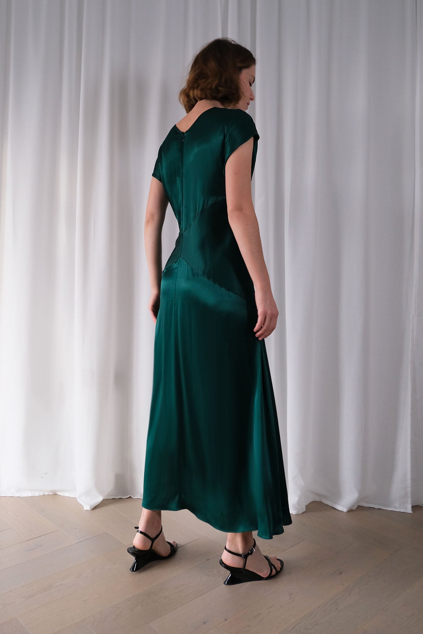 Vision Dress in Forest Green Ecovero Viscose Satin